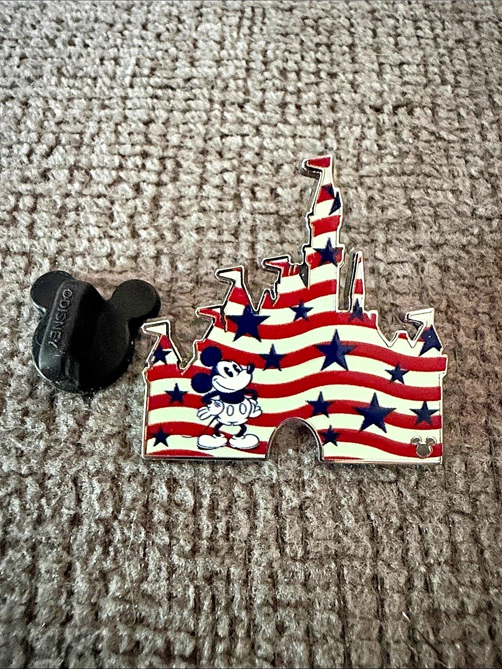 Disney Mickey flag  Castle Enamel Pin Red & White